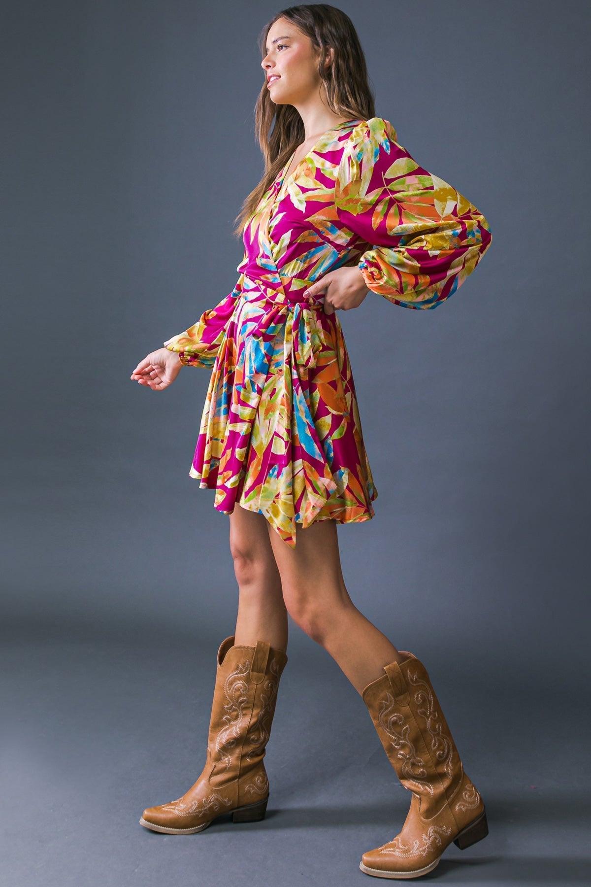 ALL FALL LONG WOVEN MINI DRESS Flying Tomato